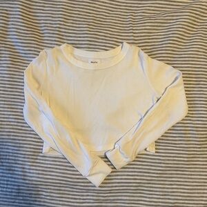 Mate the Label White Thermal Cropped Long Sleeve M